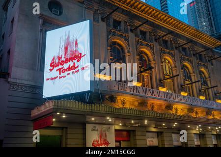 La comédie musicale de Broadway 'Sweet Todd' sera interprétée au théâtre Lunt Fontanne de Times Square, 2022, New York, Etats-Unis Banque D'Images