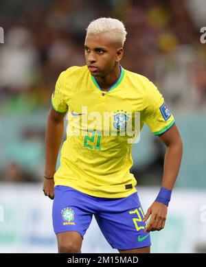 Rodrygo au Brésil pendant le quart de finale de la coupe du monde de la FIFA au stade Education City à Al Rayyan, Qatar. Date de la photo: Vendredi 9 décembre 2022. Banque D'Images