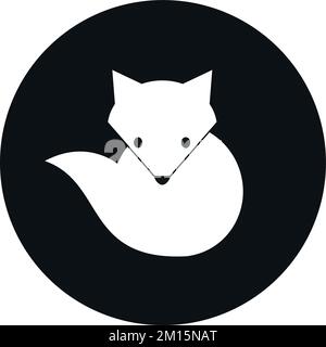 Icône plate simple de renard arctique. Logo animal monochrome. Noir et blanc. Art vectoriel Illustration de Vecteur