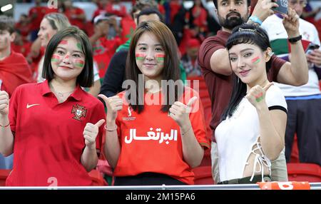 Doha, Katar. 10th décembre 2022. Firo : 10.12.2022, football, football, coupe DU MONDE de la FIFA 2022 QATAR, coupe du monde 2022 Qatar, coupe du monde 2022 Qatar, quarts de finale, Maroc - fans du Portugal, PORTUGAL/dpa/Alamy Live News Banque D'Images