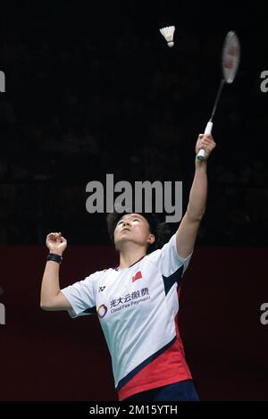 Bangkok, Thaïlande. 10th décembre 2022. Il Bing Jiao, de Chine, joue contre Tai Tzu Ying, de Taipei chinois, lors du match des demi-finales simples de Badminton Women dans les finales du World Tour HSBC BWF 2022 au stade Nimibutr. Tai Tzu Ying, du Taipei chinois, a gagné Bing Jiao 2-0 (21-18, 21-14) (photo de Peerapon Boonyakiat/SOPA Images/Sipa USA) crédit: SIPA USA/Alay Live News Banque D'Images