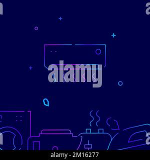Air conditionné, icône de ligne de gradient du système divisé, illustration simple sur fond bleu foncé, ménage, bordure inférieure liée aux appareils. Banque D'Images