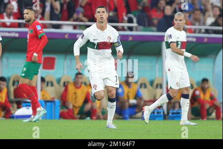 Doha, Qatar. 10th décembre 2022. Firo : 12/10/2022, football, coupe DU MONDE de la FIFA 2022 QATAR, coupe du monde 2022 Qatar, coupe du monde 2022 Qatar, quarterfinales, Maroc - Portugal substitution, CRISTIANO RONALDO/dpa/Alay Live News Banque D'Images