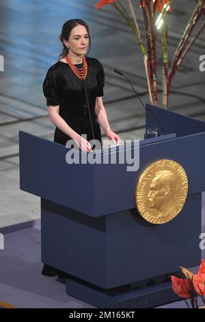 Oslo, Norvège. 10th décembre 2022. Ukrainian Oleksandra Mattiichuk (responsable du Centre ukrainien des libertés civiles) assiste à la cérémonie de remise du prix Nobel de la paix 2022 à l'hôtel de ville d'Oslo, en Norvège, sur 10 décembre 2022. Photo de Paul Treadway/ Credit: UPI/Alay Live News Banque D'Images