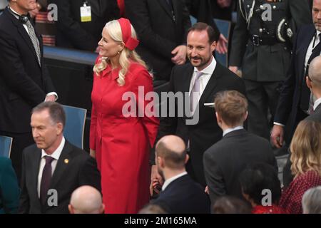 Oslo, Norvège. 10th décembre 2022. La princesse Mette-Marit de Norvège et le prince Haakon de Norvège assistent à la cérémonie de remise du prix Nobel de la paix 2022 à l'hôtel de ville d'Oslo, en Norvège, sur 10 décembre 2022. Photo de Paul Treadway/ Credit: UPI/Alay Live News Banque D'Images