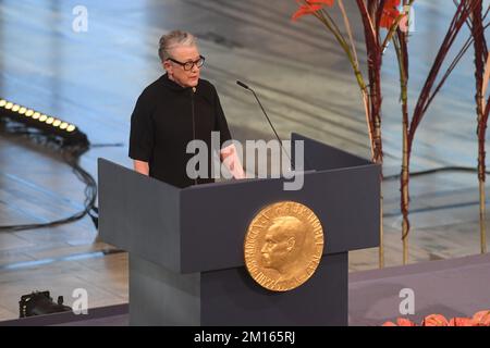 Oslo, Norvège. 10th décembre 2022. Berit Reiss Andersen (Président du Comité Nobel norvégien) assiste à la cérémonie de remise du prix Nobel de la paix 2022 à l'hôtel de ville d'Oslo, en Norvège, sur 10 décembre 2022. Photo de Paul Treadway/ Credit: UPI/Alay Live News Banque D'Images