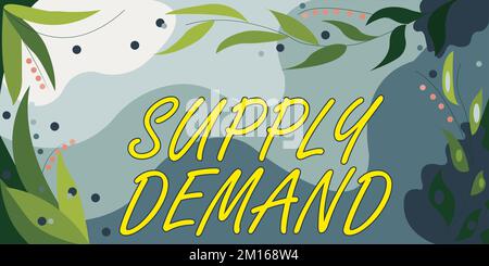 Inspiration montrant l'enseigne demande d'approvisionnement. Concept Internet relation entre les montants disponibles et recherchés Banque D'Images