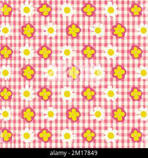 Un échantillon de tissu tendance avec un motif sans couture d'un patchwork floral dans un carré. Banque D'Images