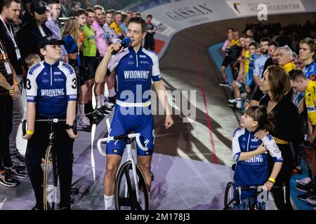 ROTTERDAM - Niki Terpstra est mis en lumière pendant les six jours de Rotterdam. Le gagnant du Tour de Flandre et de Paris-Roubaix, entre autres, dit Au revoir comme cycliste professionnel à l'âge de 38 ans. ANP MARCEL GUERRIER Banque D'Images