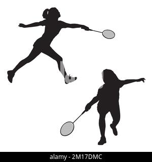 Illustration vectorielle de la silhouette féminine de joueur de badminton Illustration de Vecteur