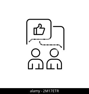 Deux utilisateurs donnent le pouce dans une discussion. Pixel Perfect, icône de contour modifiable Illustration de Vecteur