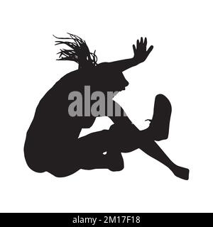 Illustration vectorielle de la silhouette d'art de l'athlète de saut long femelle Illustration de Vecteur