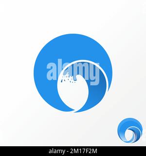 mer plage eau vague en cercle image graphique icône logo design abstrait concept vecteur stock. Peut être utilisé comme symbole lié à la plage ou initial Illustration de Vecteur