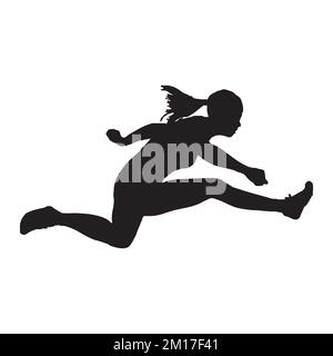 Illustration vectorielle de la silhouette d'art de l'athlète de saut long femelle Illustration de Vecteur