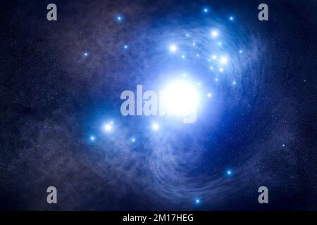 Des millions de lumière sont loin, une étoile insaisissable derrière une Supernova dans une galaxie. Étoile supergéante bleue. Éléments d'image améliorés numériquement fournis par la NASA Banque D'Images