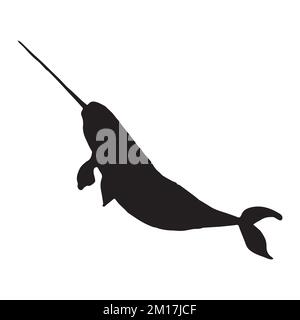 Illustration vectorielle de la silhouette narval Illustration de Vecteur