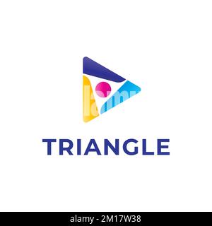 Illustration de l'œil en triangle coloré. Concept de bouton de lecture avec logo à trois angles. Illustration de Vecteur