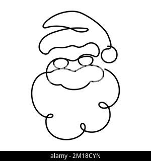 santa claus happy face dans une illustration vectorielle de dessin à une ligne Illustration de Vecteur