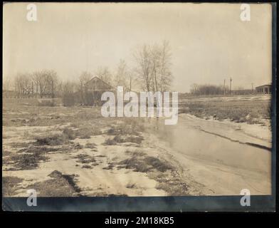 Sudbury Department, Beaver Dam Brook, Framingham, Mass., 25 janv. 1912 , ouvrages d'eau, réservoirs, structures de distribution d'eau, ruisseaux, protection sanitaire des bassins versants Banque D'Images