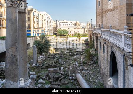 Vestiges romains dans le centre-ville de Beyrouth, Liban Banque D'Images