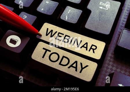Webinaire sur l'écriture et l'affichage de texte. Mot pour défini comme un séminaire mené sur Internet Web conférence Banque D'Images