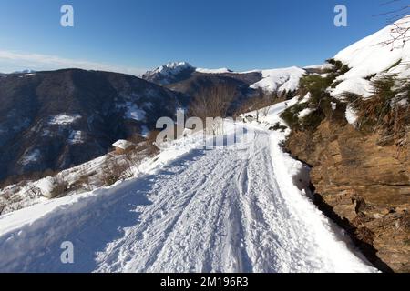 Vue sur un sentier de raquettes en Italie Banque D'Images