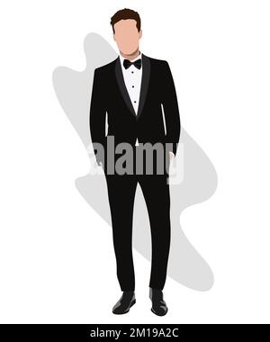 Homme d'affaires élégant dans un costume d'affaires sur un arrière-plan intéressant caricature personnages mâles. Hommes en vêtements de mode. Vecteur de style plat Illustration de Vecteur