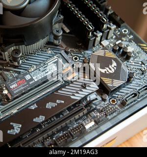 Profitez de performances exceptionnelles avec la carte mère noire Asus TUF Gaming B450M Pro S. Gaming. 27 août 2022 Istanbul Turquie Banque D'Images