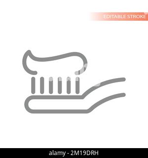 Brosse à dents et dentifrice Line Vector Icon. Symbole d'hygiène dentaire. Illustration de Vecteur