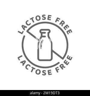 Icône vecteur sans lactose. Badge d'étiquette des ingrédients, pas de produits laitiers. Illustration de Vecteur