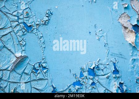 Photo d'arrière-plan grungy avec un vieux mur en béton et une peinture bleue Banque D'Images