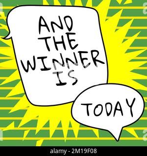 Écriture de texte et le gagnant est. Mot pour les résultats écrits de quiz ou d'examen court sur Internet Banque D'Images