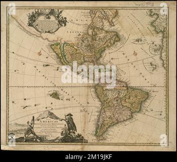 Totius Americae septentrionalis et meridionalis novissima repræsentatio quam ex singulis recantium geographorum tabulis collecta luci publicæ accommodait , Amérique, cartes, premières œuvres jusqu'en 1800, Ouest, cartes, premières œuvres jusqu'en 1800 Norman B. Leventhal Map Center Collection Banque D'Images