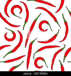 Motif isolé sans couture aux piments rouges Illustration de Vecteur