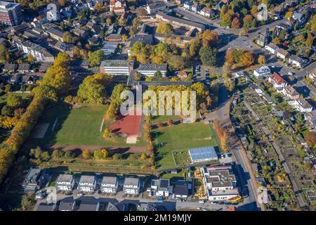 Vue aérienne, Beisenkamp-Gymnasium et Bodelschwinghschule dans le district de Mitte à Hamm, région de la Ruhr, Rhénanie-du-Nord-Westphalie, Allemagne Banque D'Images