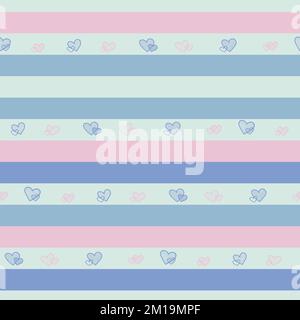 Rayures pastel avec motif vectoriel coeurs dessinés à la main sans couture Illustration de Vecteur