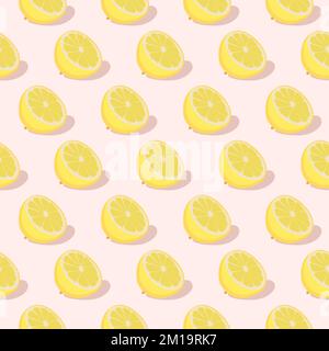 Tranches de citron sur l'illustration rose vector sans couture Illustration de Vecteur