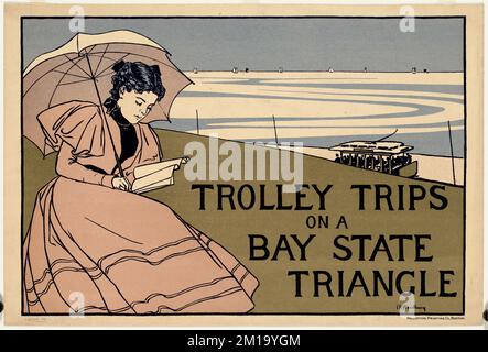 Voyages en tramway sur un triangle d'état de la baie, lecture, Livres, Voyage de chemin de fer, chemins de fer de rue Banque D'Images