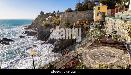 BOGLIASCO, ITALIE, 22 FÉVRIER 2022 - vue sur le village Bogliasco, province de Gênes, Italie. Banque D'Images