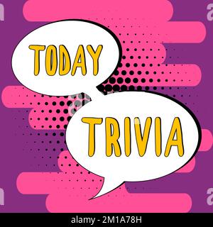 Légende du texte présentant Trivia. Le concept commercial détaille les considérations des éléments d'information peu d'importance ou de valeur Banque D'Images
