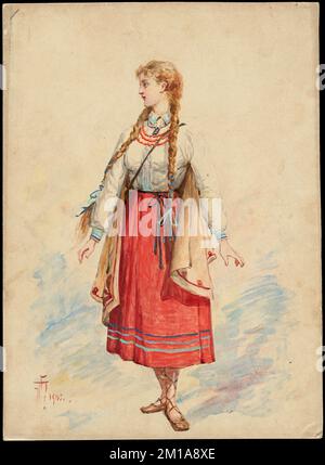 Plaque de conception de costume d'opéra italien non identifié 1 , opéras et opérettes, costumes, collection Allen A. Brown Banque D'Images