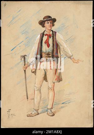 Plaque de conception de costume d'opéra italien non identifié 4 , opéras et opérettes, costumes, collection Allen A. Brown Banque D'Images