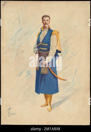 Plaque de conception de costume d'opéra italien non identifié 5 , opéras et opérettes, costumes, collection Allen A. Brown Banque D'Images