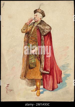 Plaque de conception de costume d'opéra italien non identifié 9 , opéras et opérettes, costumes, collection Allen A. Brown Banque D'Images