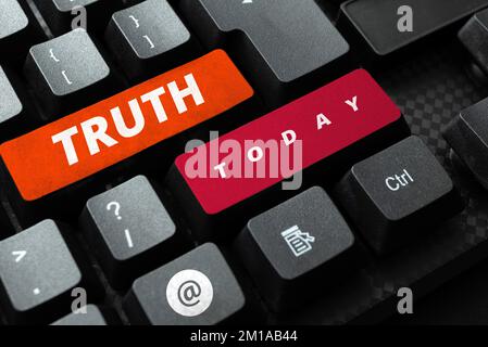 Écriture affichant le texte vérité. Approche d'affaires la qualité ou l'état étant vrai à l'opposé des faits menants Banque D'Images