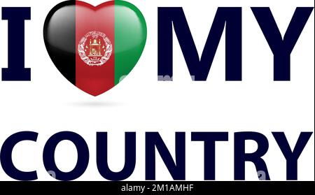 Coeur aux couleurs du drapeau afghan. J'aime mon pays - l'Afghanistan Illustration de Vecteur