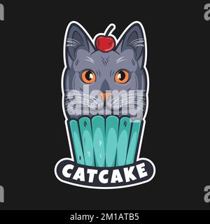 CatCake, drôle Typographie conception de citation. Illustration de Vecteur