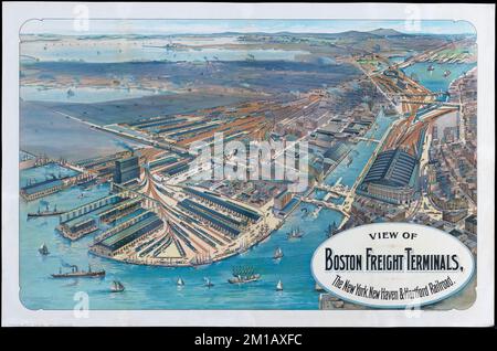 Vue sur les terminaux de fret de Boston, New York, New Haven & Hartford Railroad, South Boston, Massachusetts, vues aériennes, terminaux ferroviaires, Massachusetts, Boston, vues aériennes, chemins de fer, fret, Massachusetts, Boston, vues aériennes, New York, New Haven, Et Hartford Railroad Company Norman B. Leventhal Map Center Collection Banque D'Images