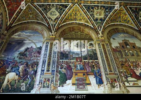 Bibliothèque Piccolomini, Cathédrale métropolitaine de Sainte Marie de l'Assomption, Catedrale Metropolitana di Santa Maria Assunta, Sienne, Toscane, Italie Banque D'Images