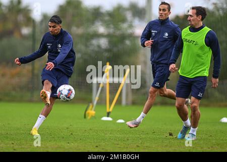 Ibrahim Salah de Gent photographié en action lors d'une session d'entraînement au camp d'entraînement d'hiver de l'équipe belge de football de première division KAA Gent à Oliva, Espagne, dimanche 11 décembre 2022. BELGA PHOTO LUC CLAESSEN Banque D'Images